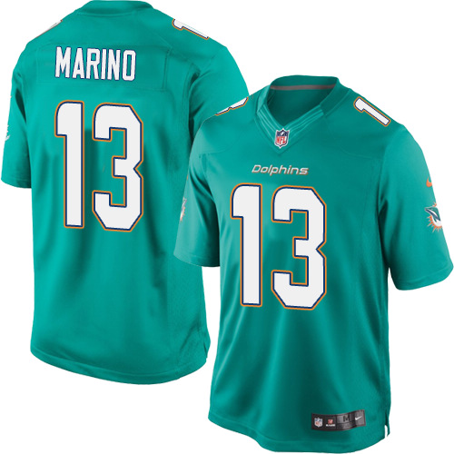 Men's Limited Dan Marino Nike Jersey Aqua Green Home - #13 NFL Miami Dolphins